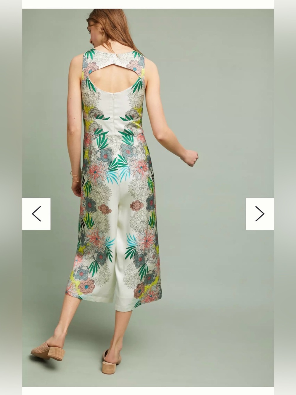 NWT Anthropologie Corey Lynn Calter Bloome Jumpsuit in Cream and Green sz 2 - Picture 2 of 12
